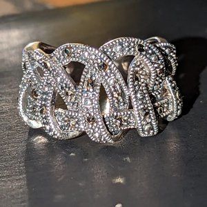 Woven or Braided Marcasite and Sterling Ring